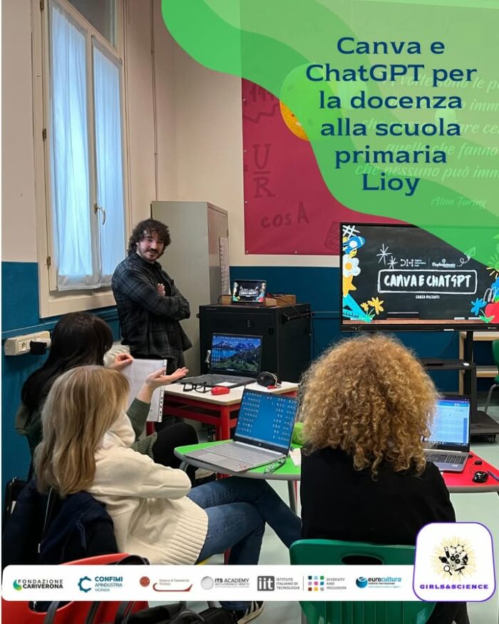Alla scuola primaria Lioy, un gruppo di docenti ha scoperto come sfruttare al meglio le potenzialità di Canva e di ChatGPT nel proprio lavoro, sotto la guida di Andrea Cichellero.

Scopri i prossimi eventi in programma! 👉https://www.girlsandscience.it/eventi/

#STEM #STEMVicenza #girlsandscience #progettogirlsandscience #passionescienze

ITS Meccatronico Veneto  Apindustria Confimi Vicenza  ISTITUTO ITALIANO DI TECNOLOGIA  Fondazione Cariverona  EUROCULTURA  Camera di Commercio di Vicenza